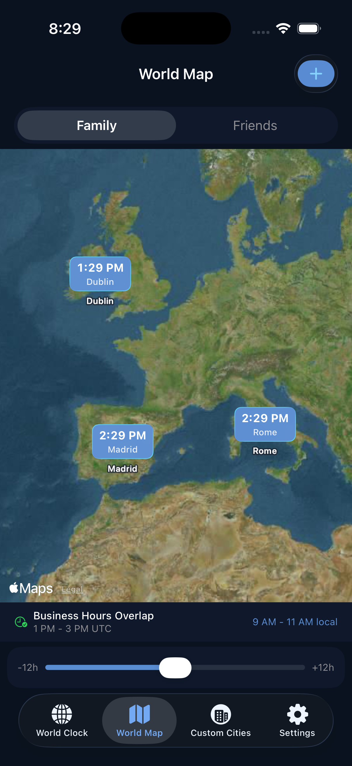 ZeniClock interactive world map