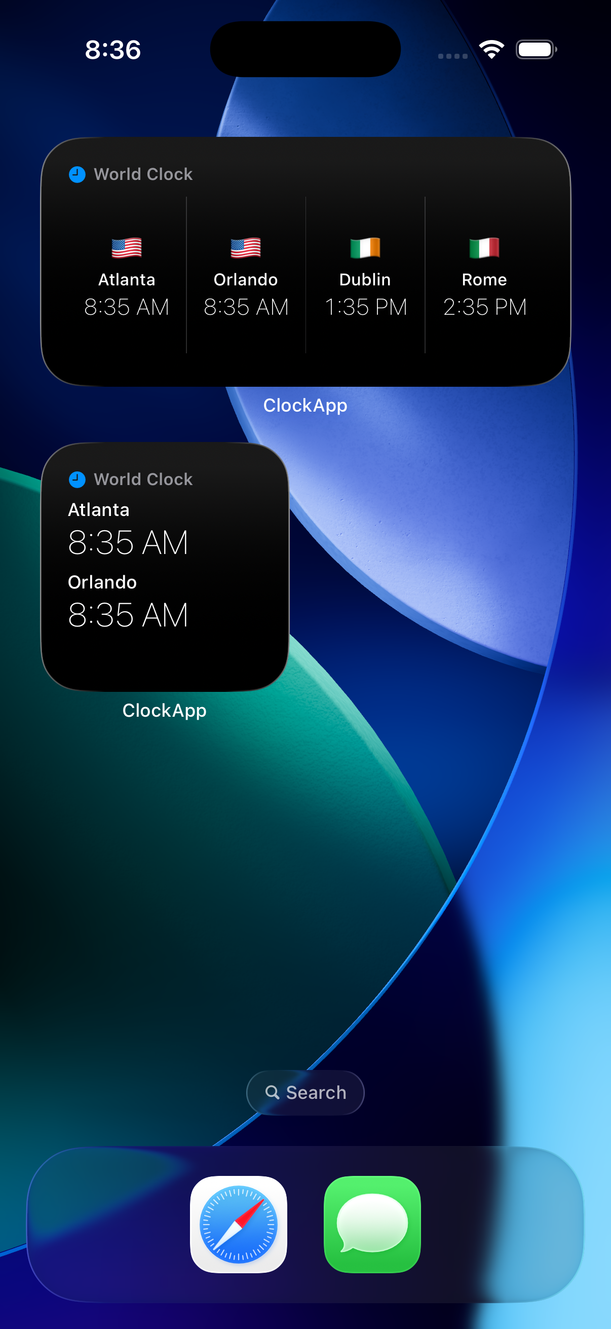 ZeniClock home screen widgets